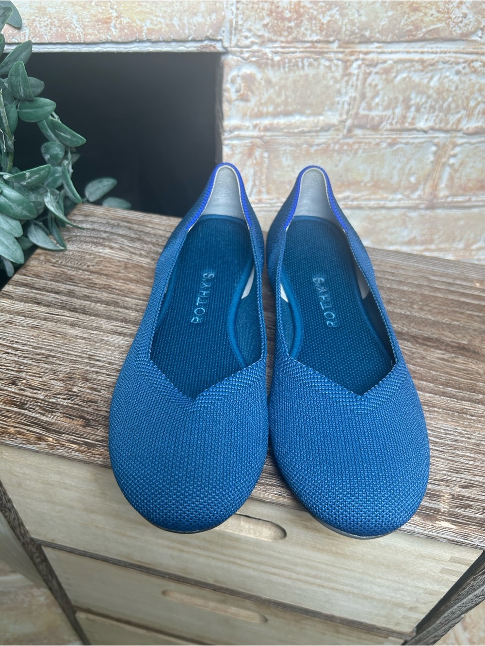 Rothy’s The Flat Blue Knit Ballet Flats Women’s 6.5 Washable - Picture 3 of 9